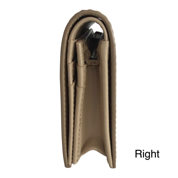 MCM Mini Patent Leather Wallet Beige Embossed Logo Coin Card/Holder Dusty NWOT - Picture 4 of 10